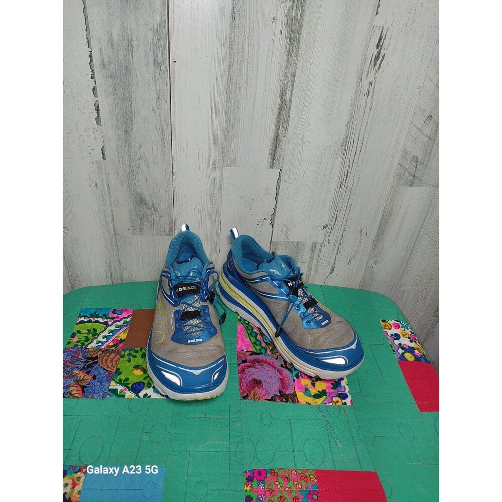 Hoka One One Bondi 3 Mens 12 Running Shoes Low Top Athletic F10014G Blue Gray